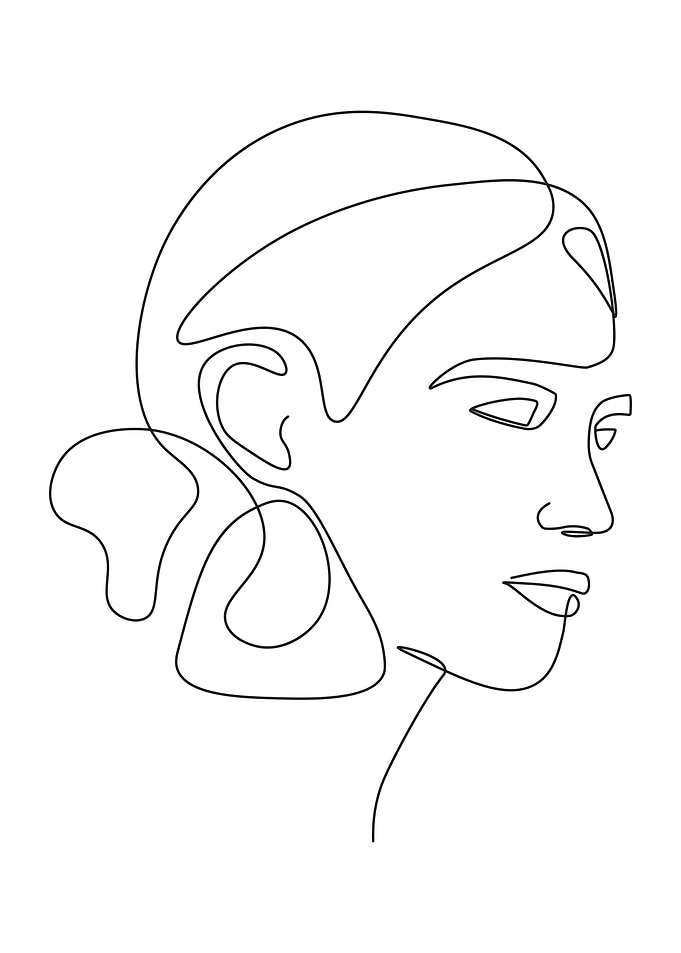 Woman face single line art