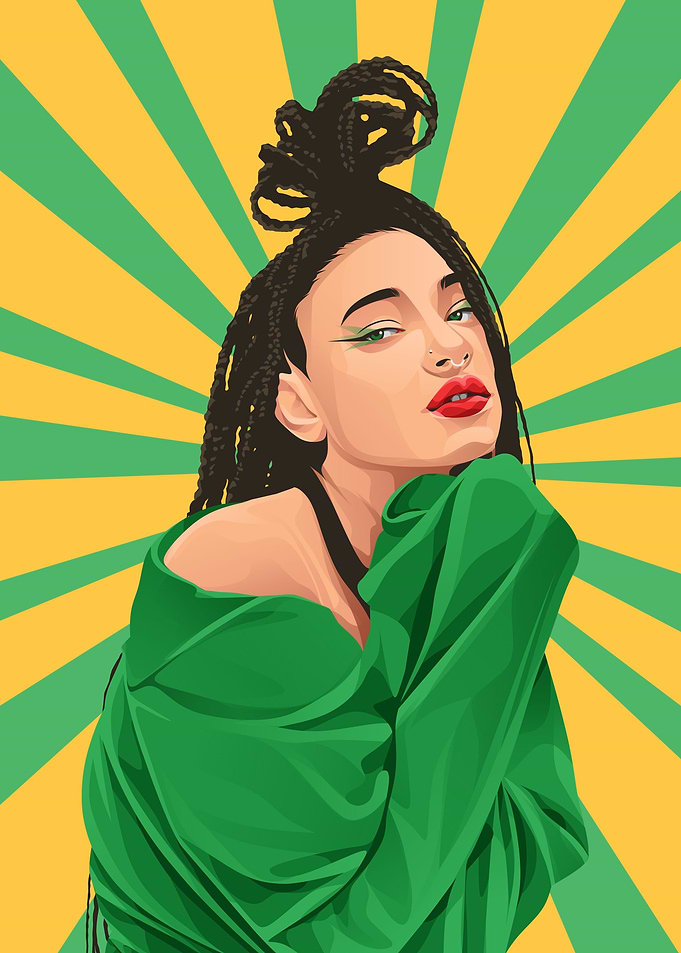 Woman in comic pop style