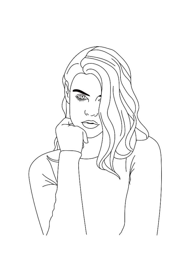 Woman Fashion line art