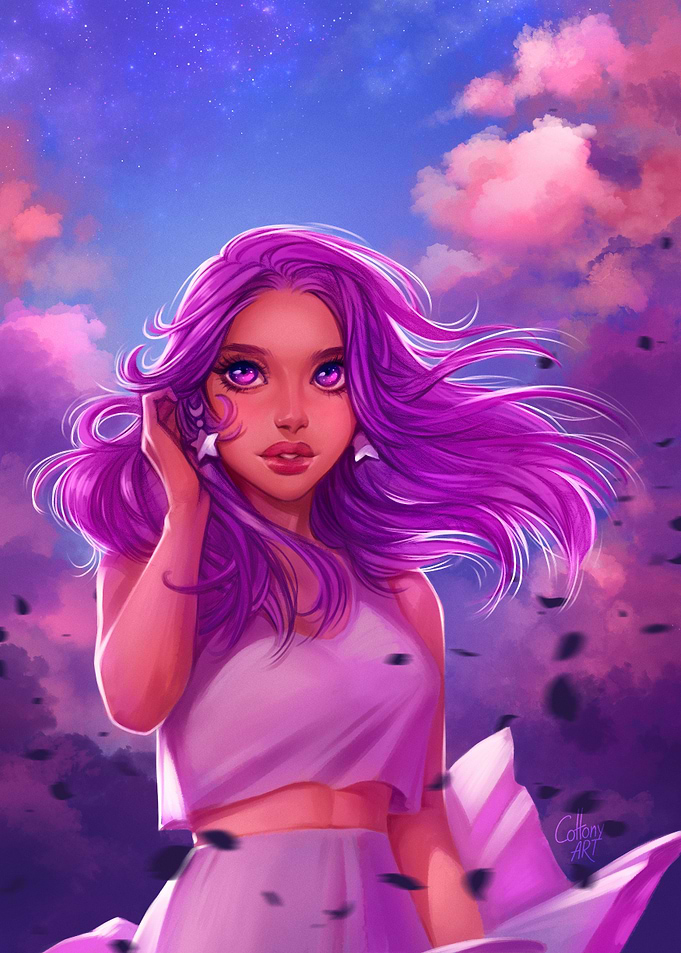 Girl in sunset