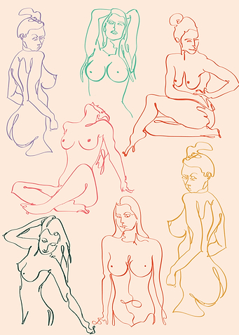 One Line Body Art Pastel