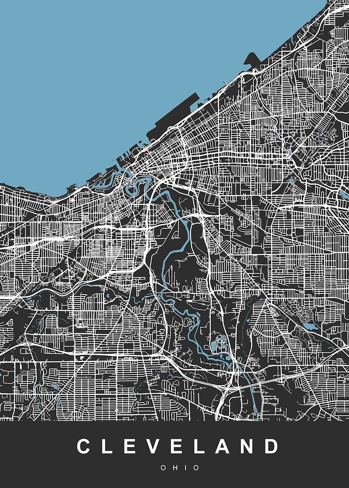CLEVELAND Map OHIO USA