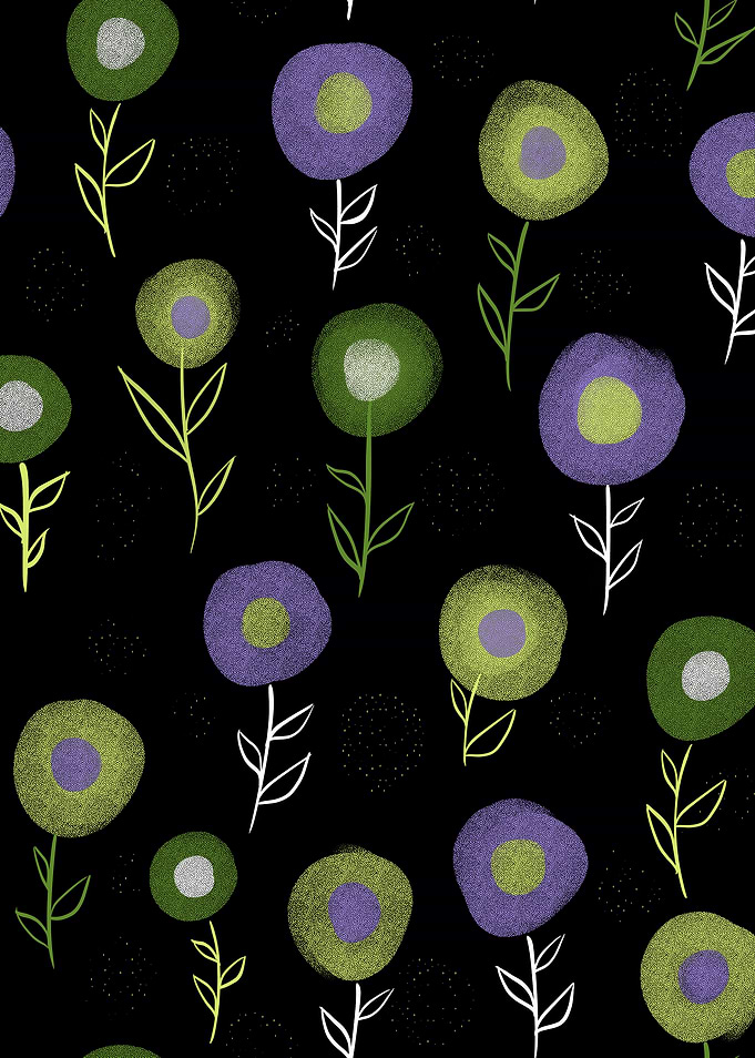 Round Flowers Dark Pattern