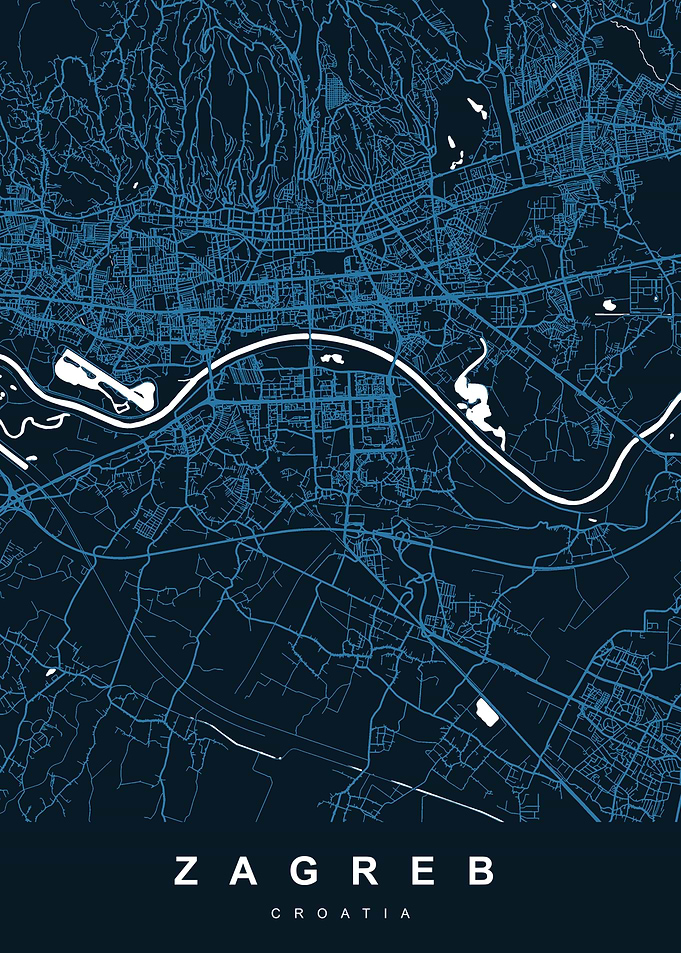 ZAGREB Map Croatia