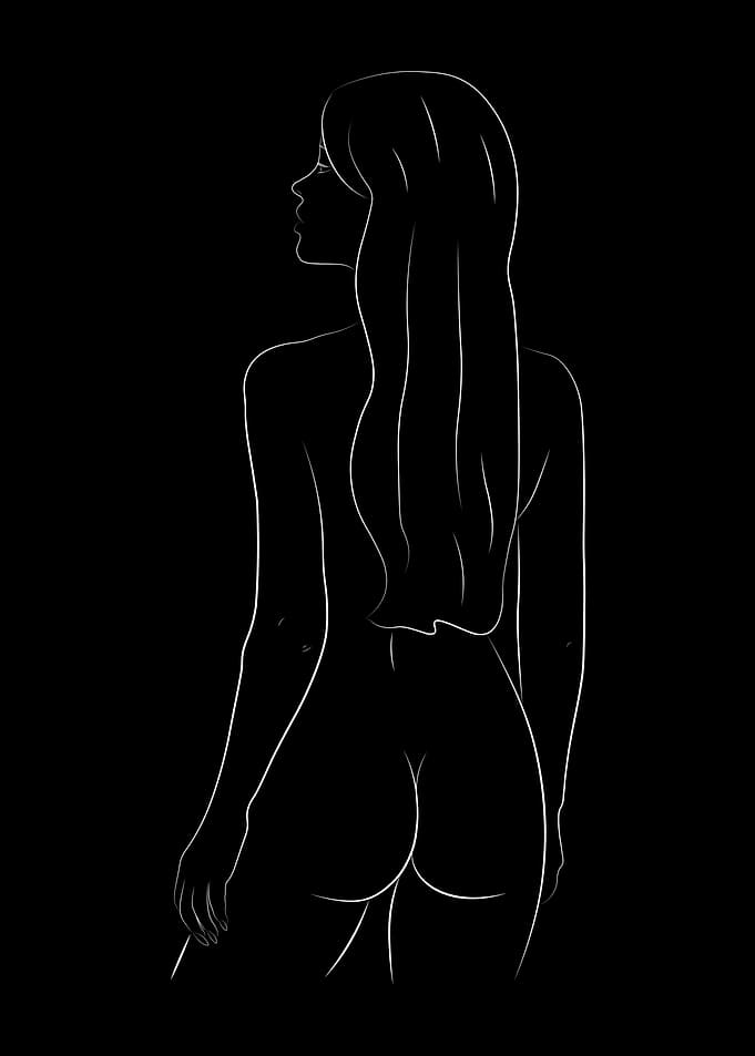 Sexy Naked Girl Line Art
