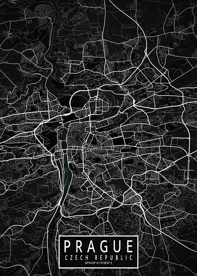 Prague City Map of Dark