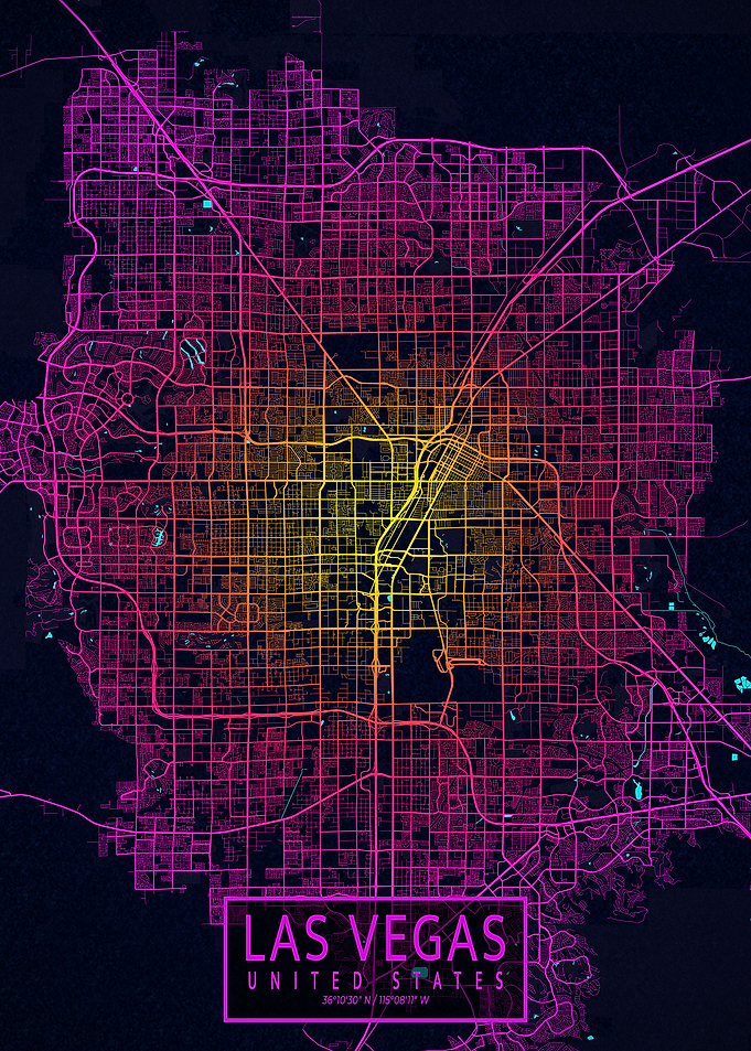Las Vegas City Map Neon