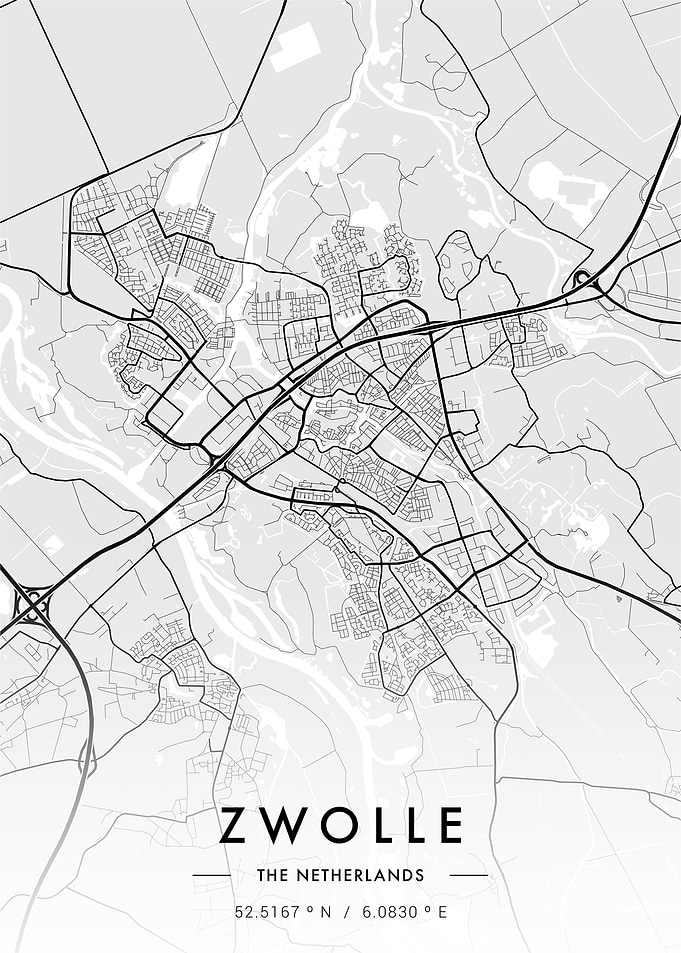 Zwolle City Map White