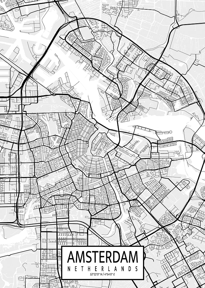 Amsterdam City Map Light
