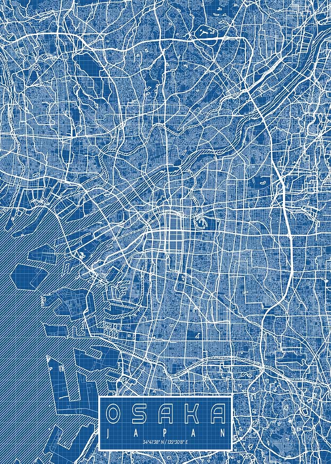 Osaka City Map Blueprint