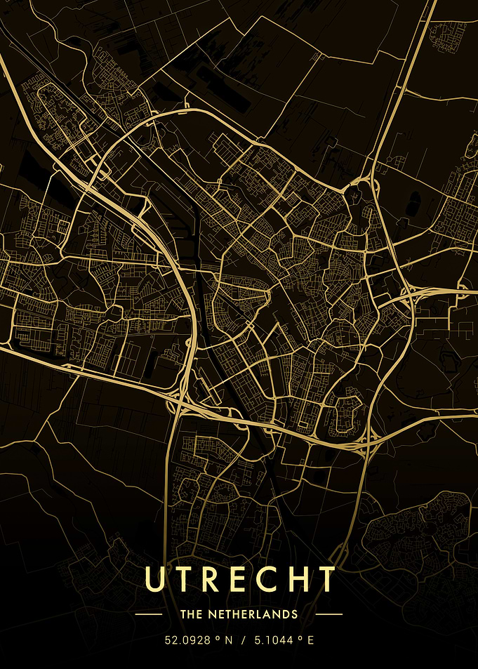 Utrecht City Map Gold