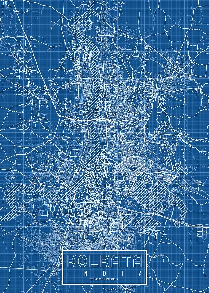 Kolkata City Map Blueprint