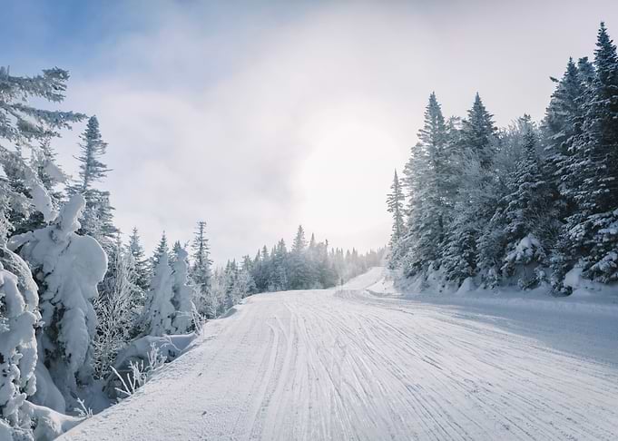 First tracks ski slope