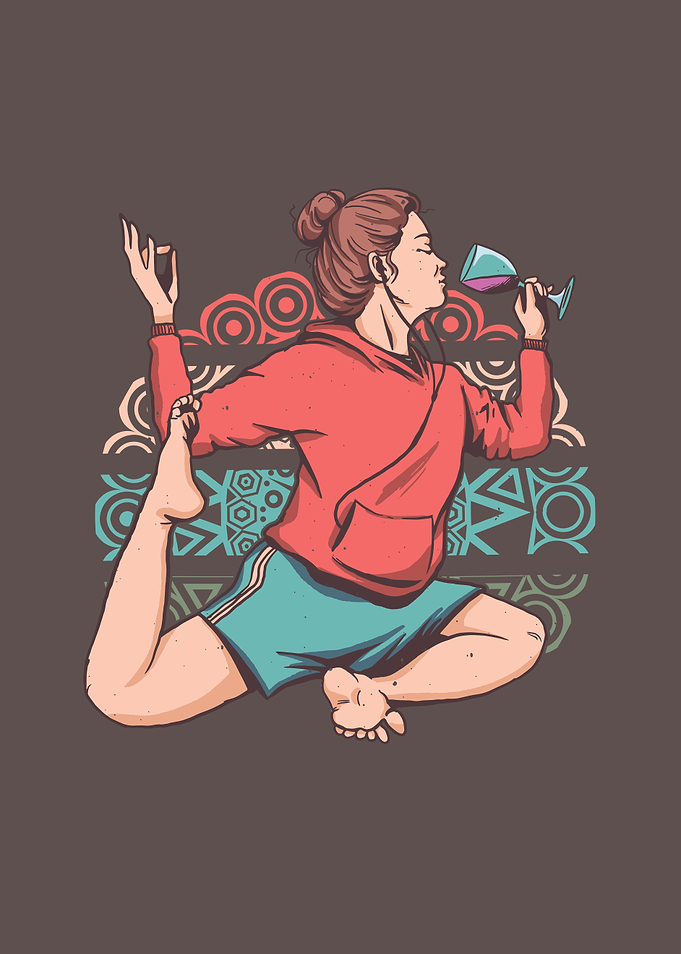 Wine and yoga girl