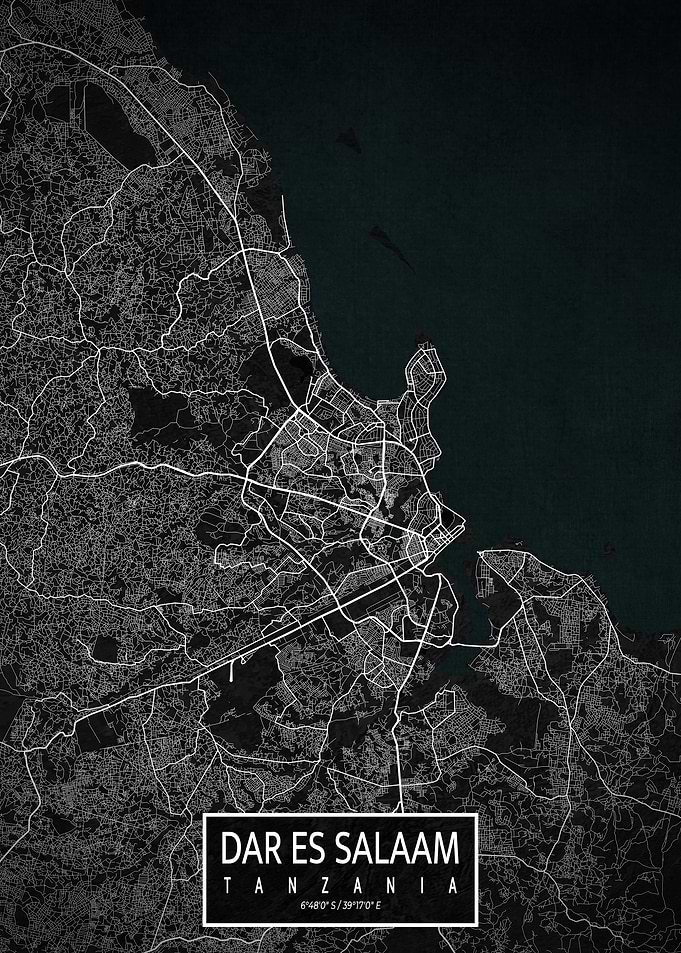 Dar es Salaam Map Dark