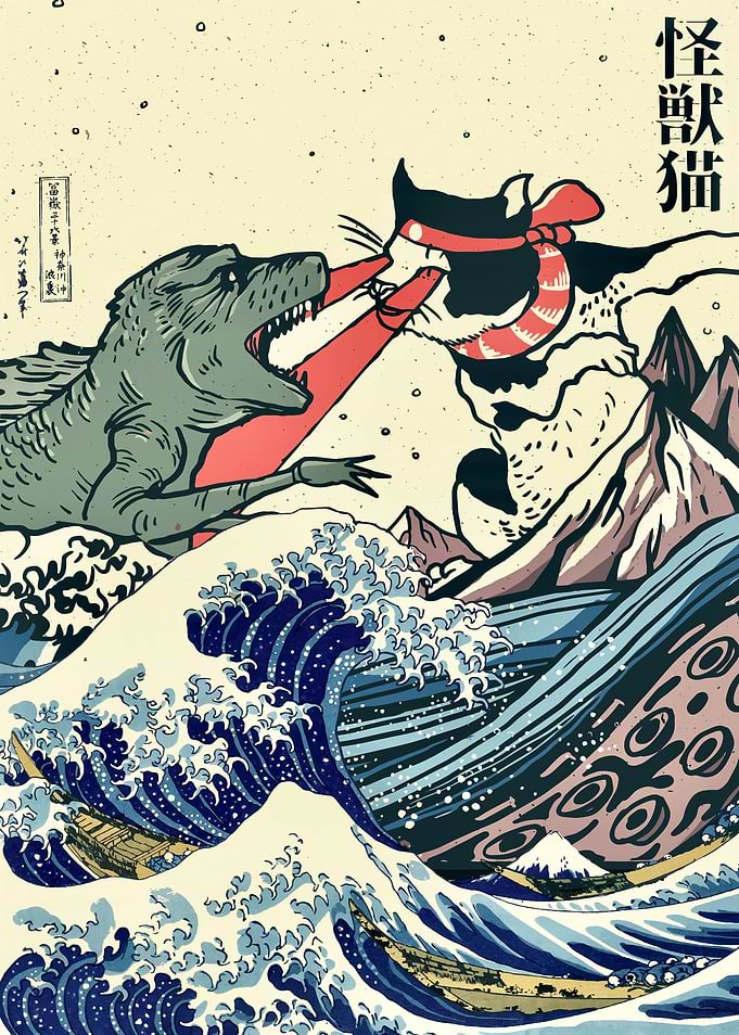Japanese Kaiju vs cat