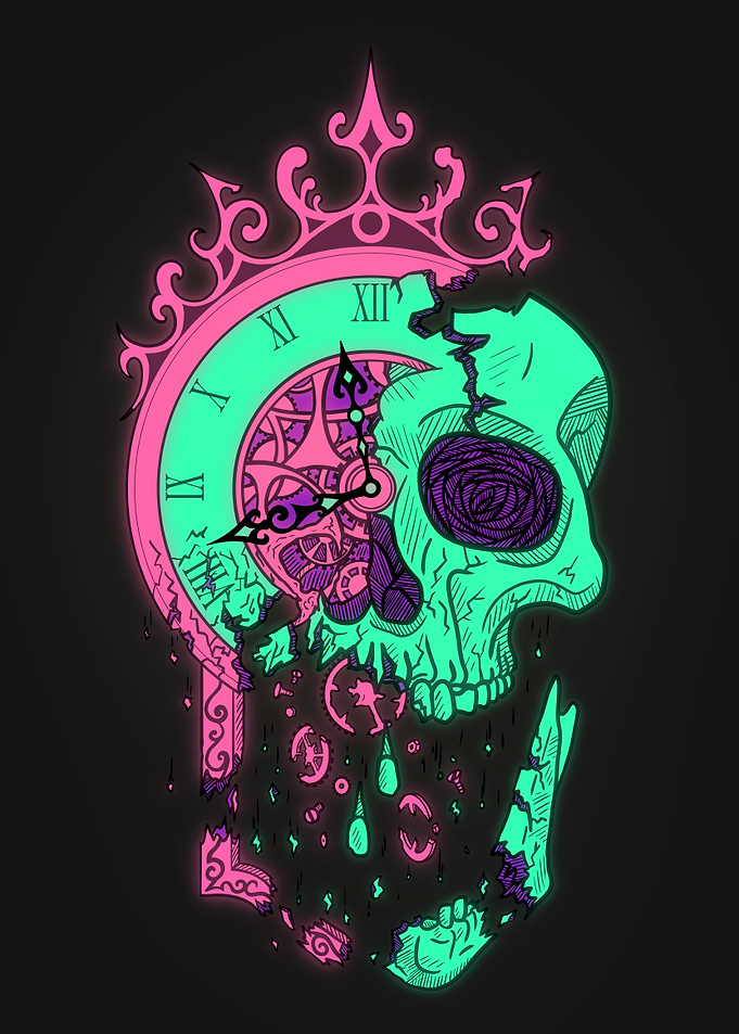 Neon Time Skull