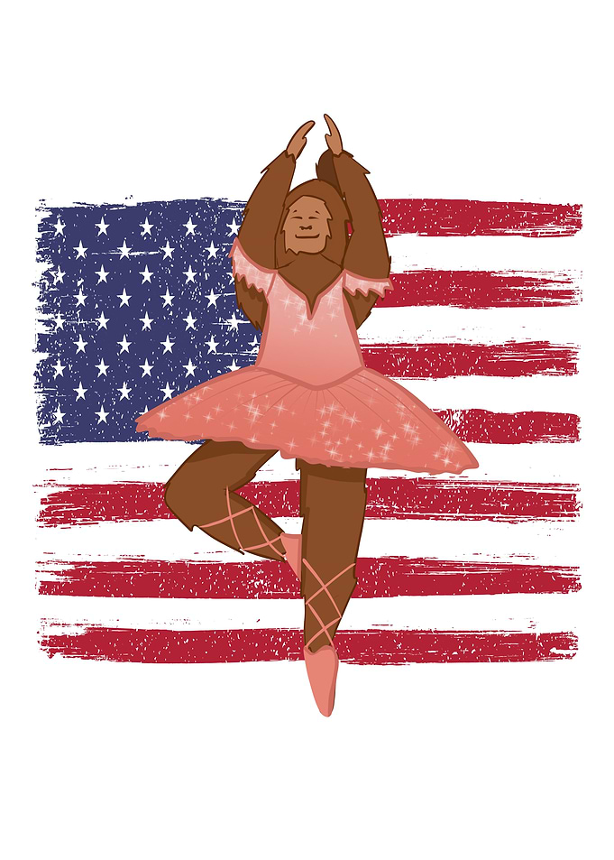 Bigfoot Sasquatch USA Flag