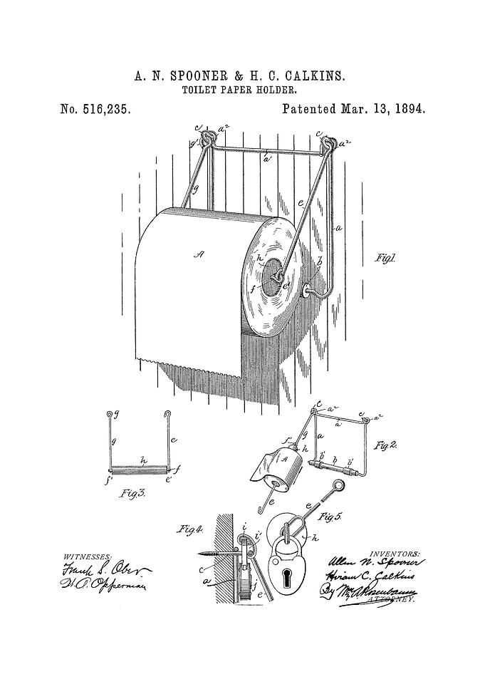 Toilet roll holder patent