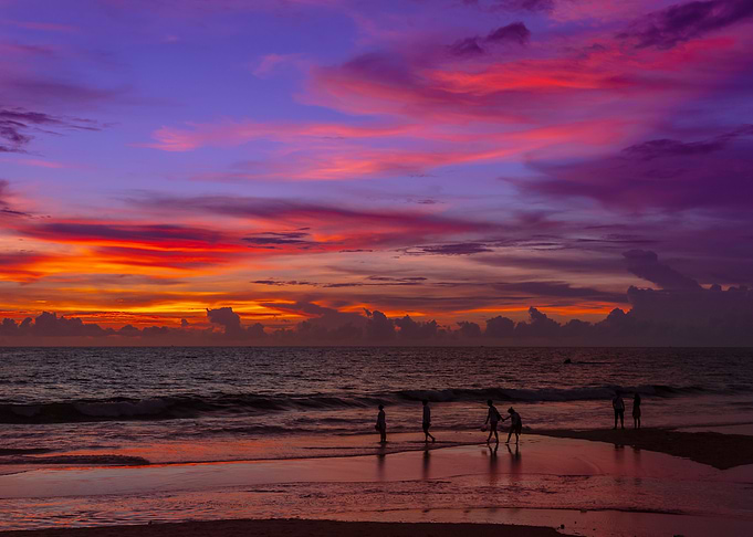 Sunset on the exotic beach