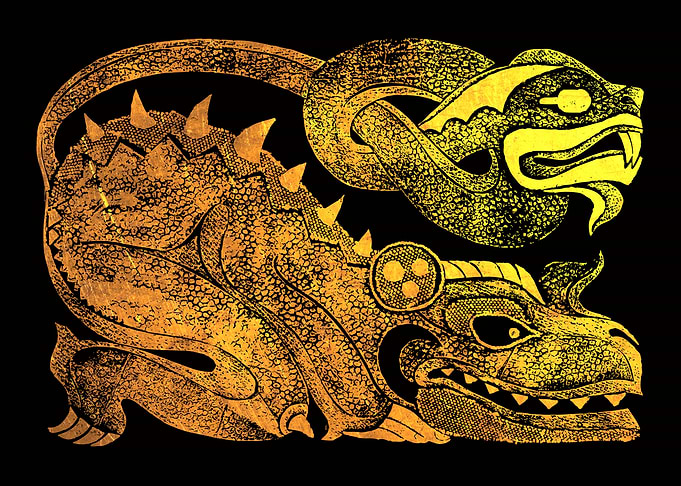 Golden two headed dragon