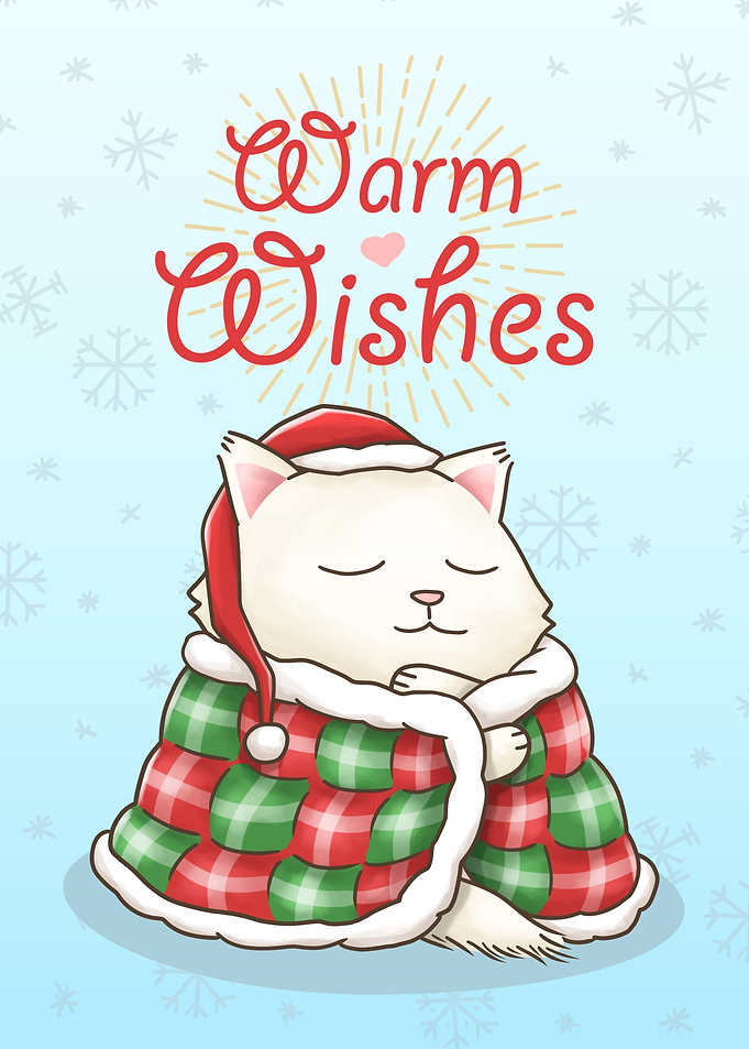 Warm Wishes Christmat Cat
