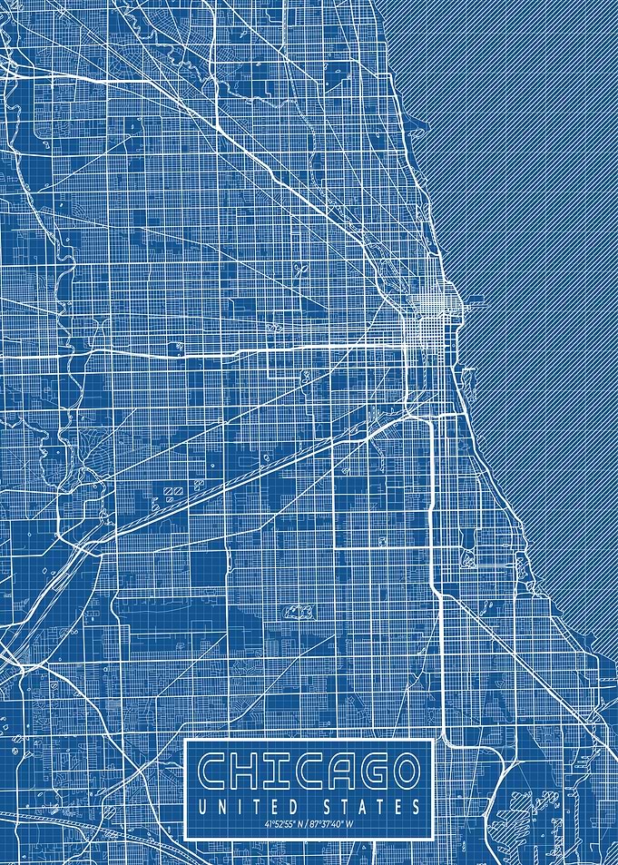 Chicago City Map Blueprint