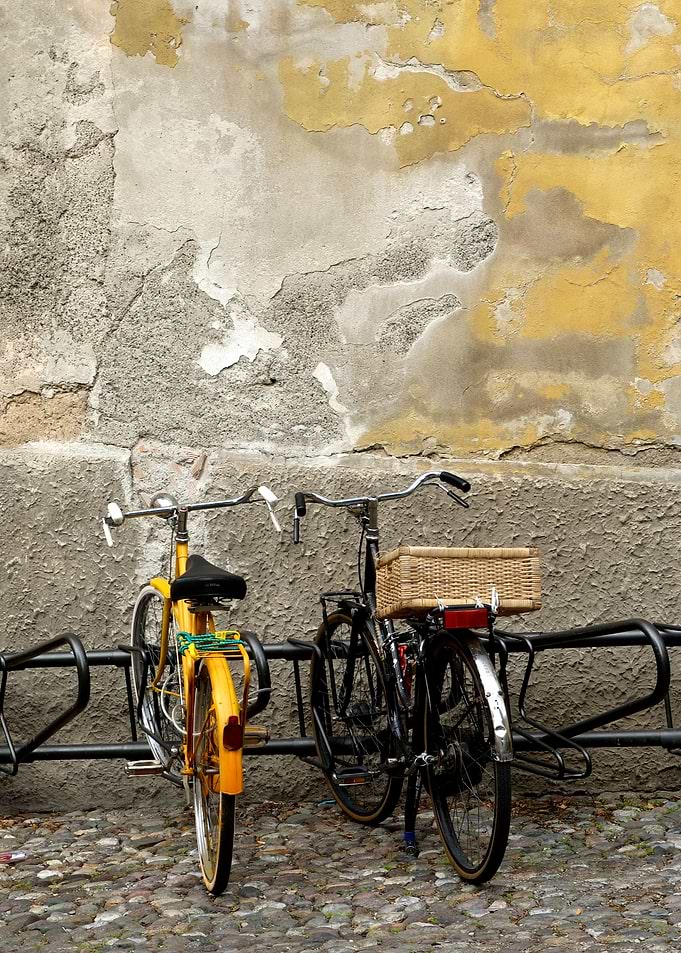 Two parked bicycles