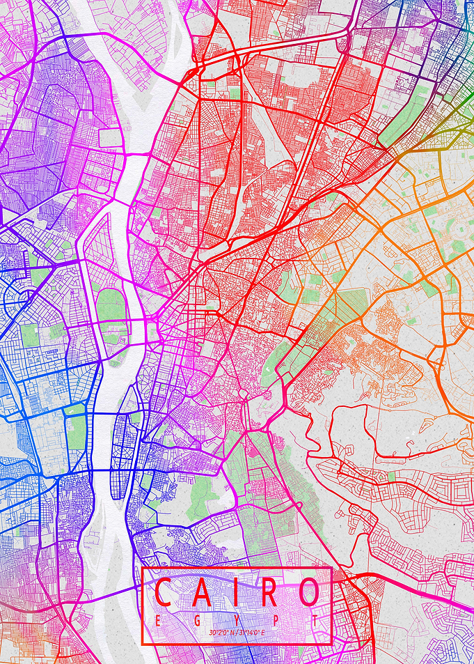 Cairo City Map Colorful