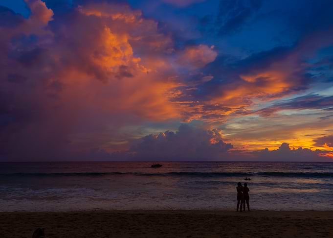 Sunset on the exotic beach