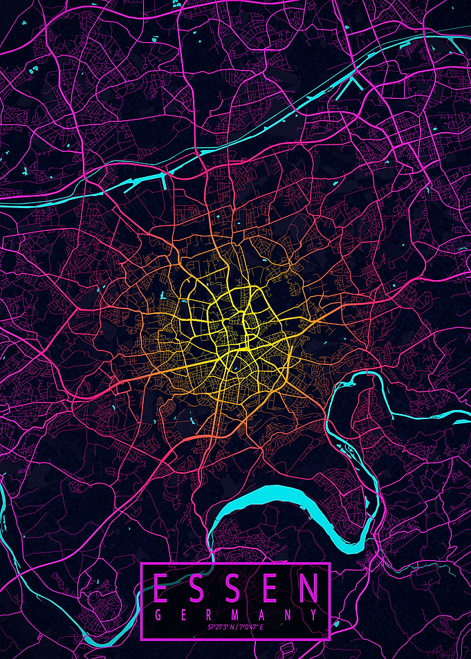 Essen City Map Neon