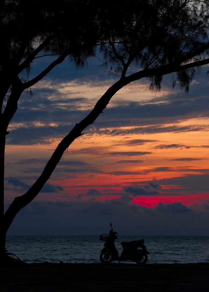 Sunset on the exotic beach
