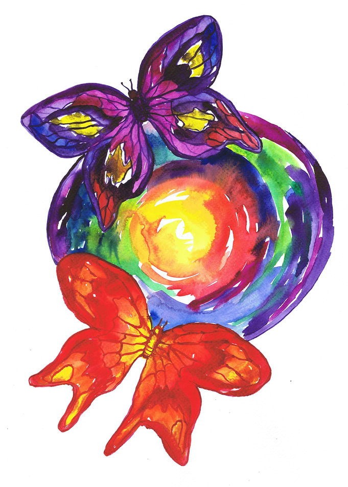 Mandala with 2 butterflies