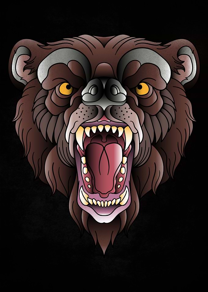 bear neotraditional tattoo