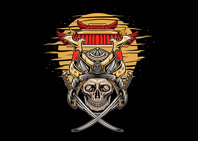 Samurai Skull Face Poster