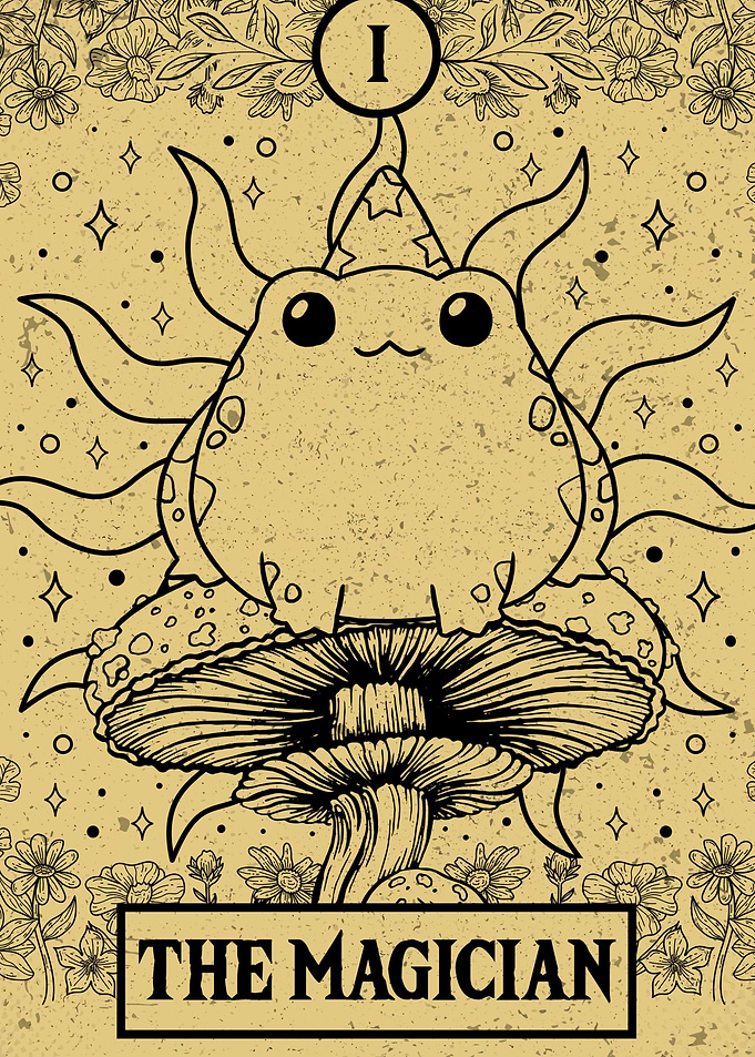 Line Art Tarot Card Frog