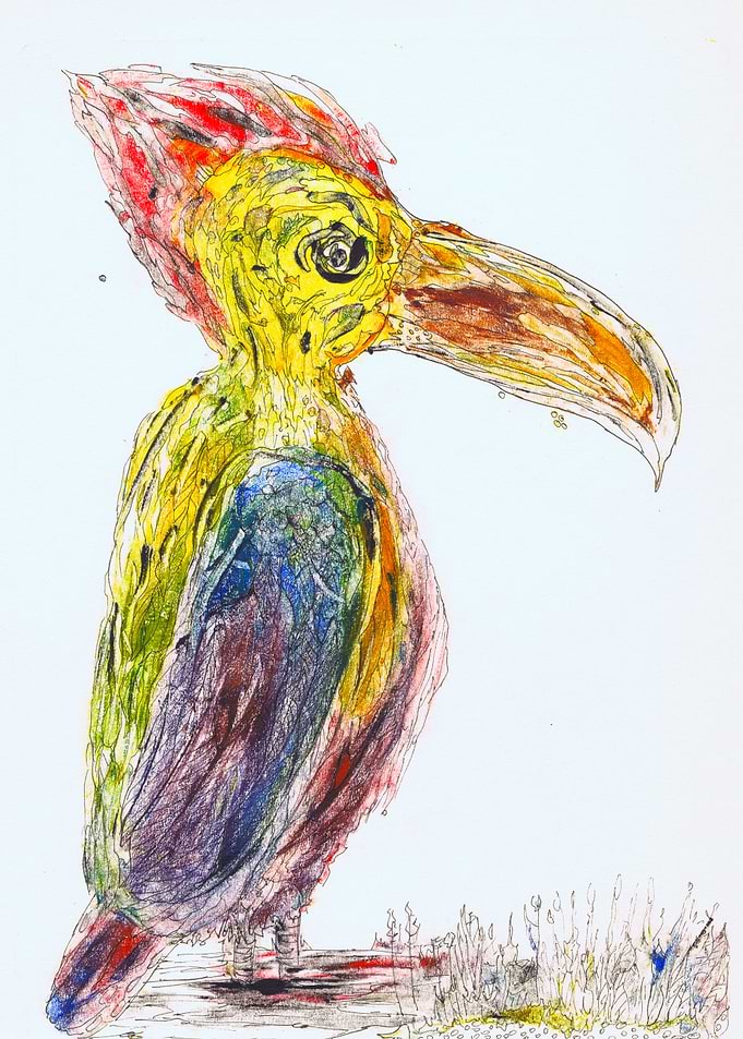 Bird with red thoughts