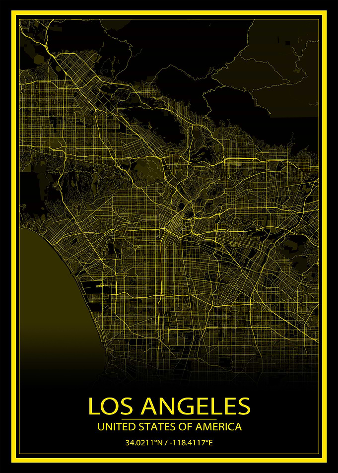 LA Black and Yellow Map
