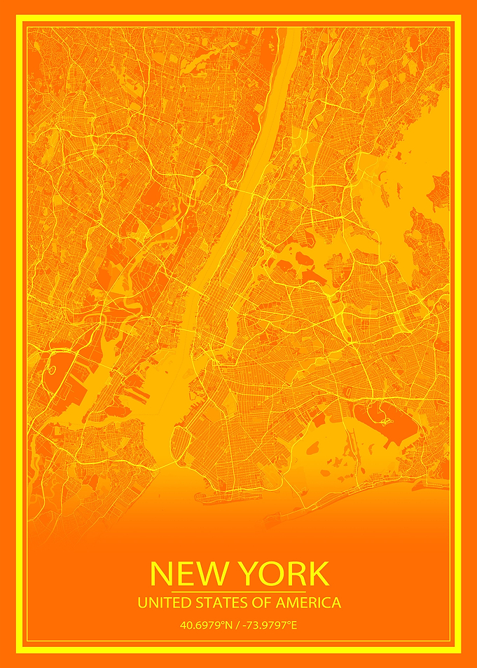 New York Orange Yellow Map