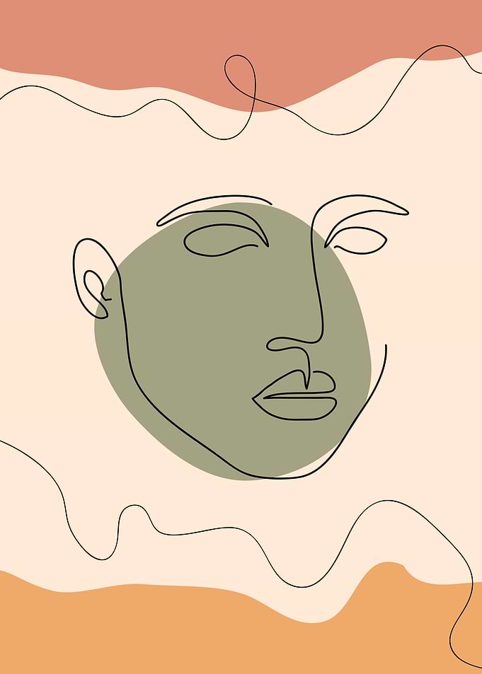 One Line art woman face