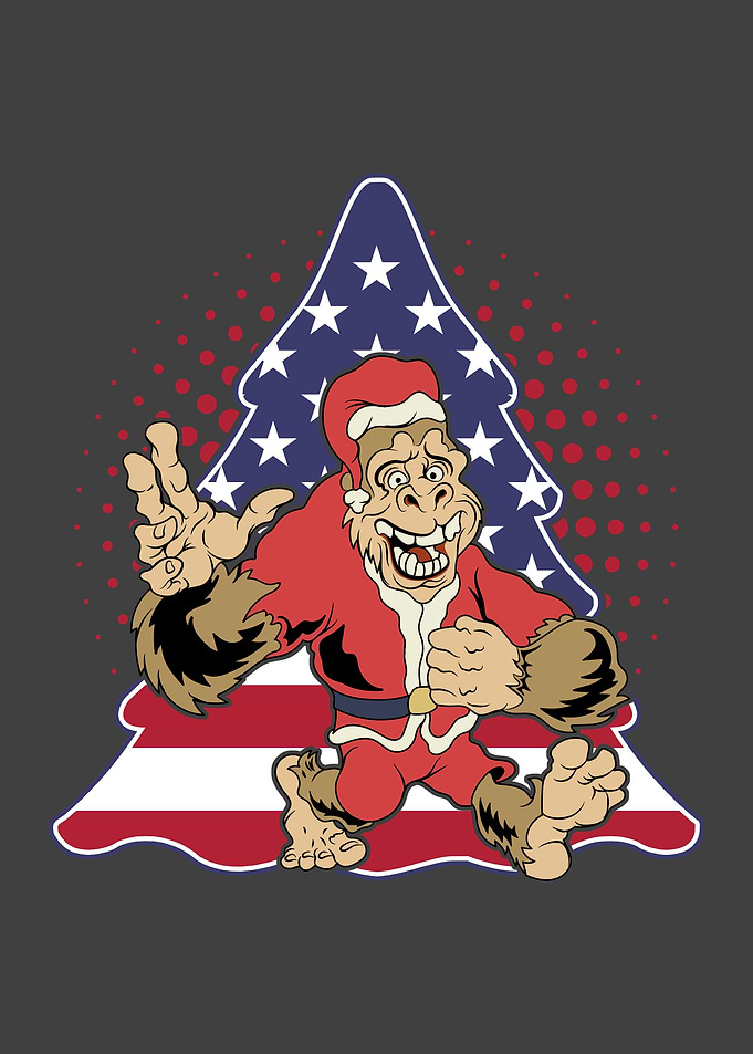 Funny Bigfoot US Flag