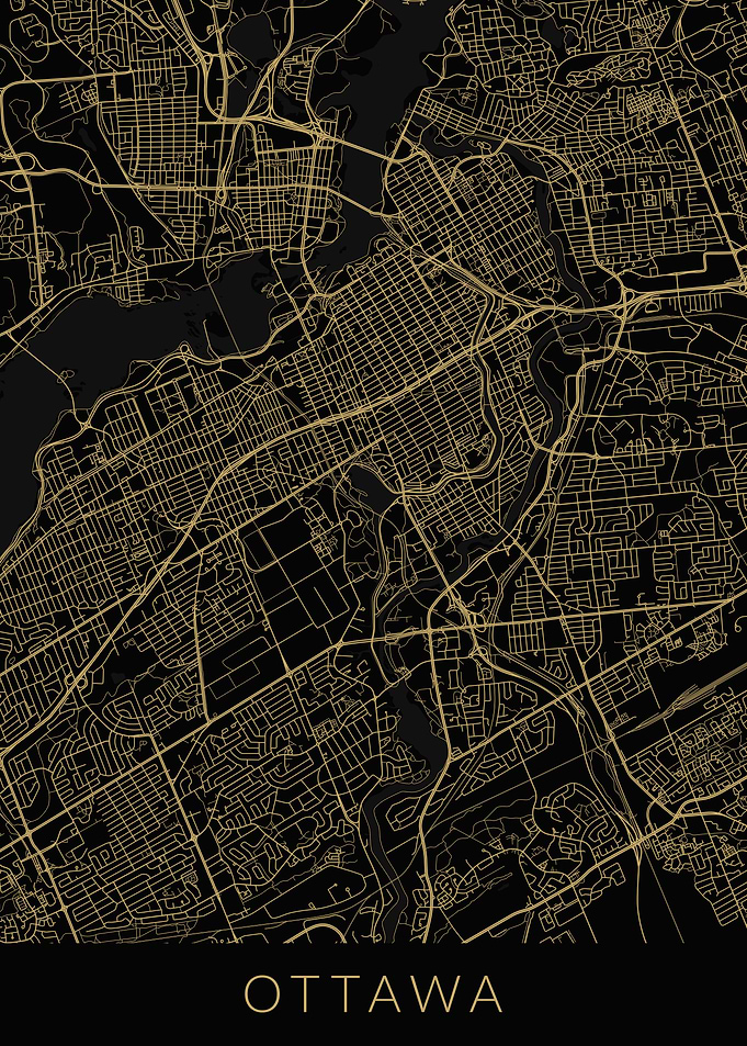Ottawa Map Black Gold