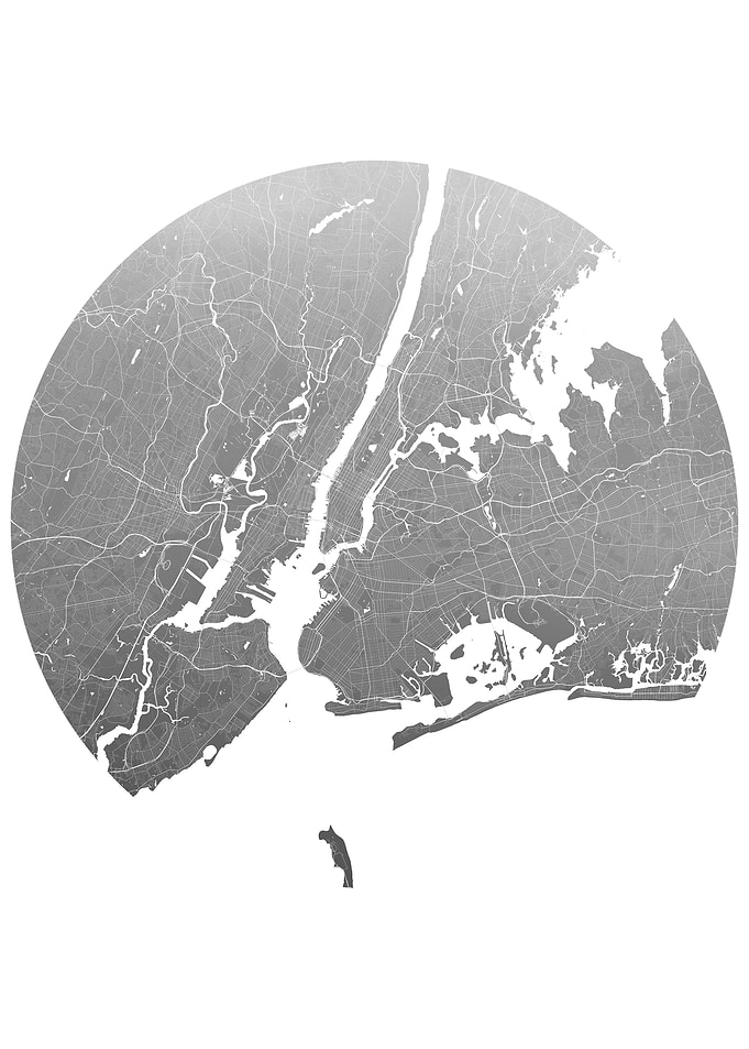 New York Silver White Map