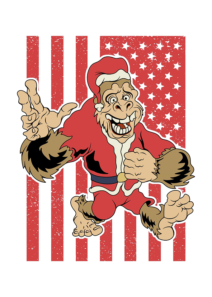 USA Bigfoot Santa Funny