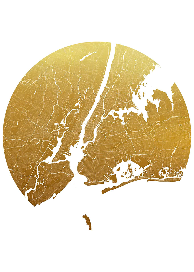 New York Gold White Map