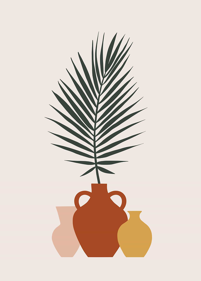 Botanical Palm leaf Vase
