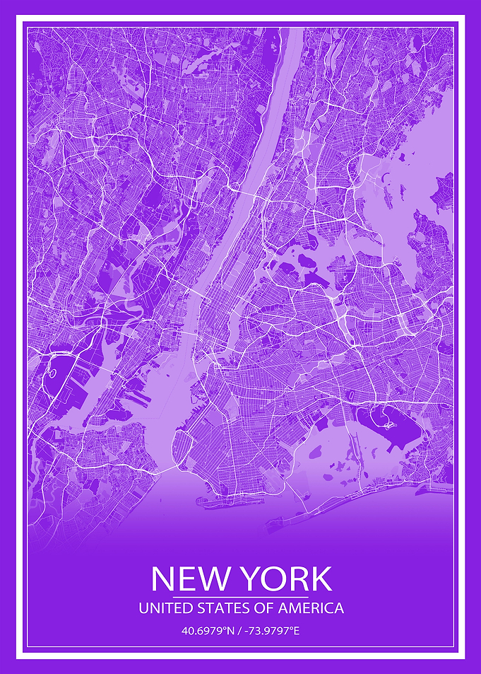 New York Purple White Map