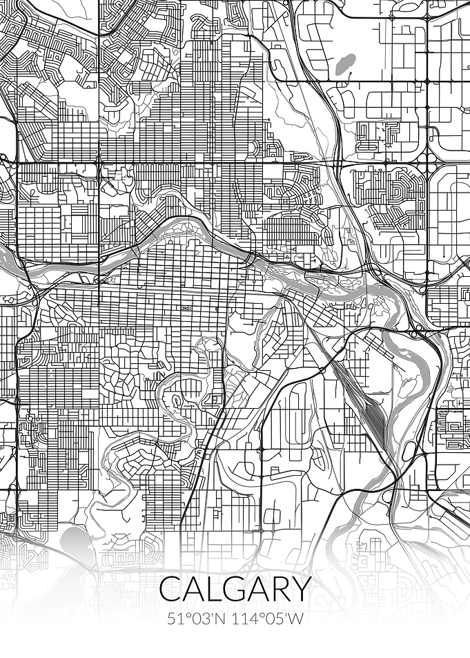 Calgary White Map