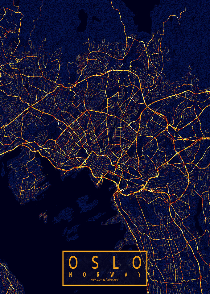 Oslo Map City At Night