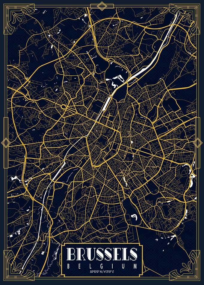 Brussels City Map Gold